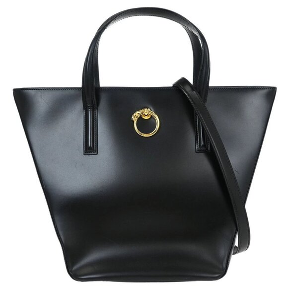 Cartier Black Leather Panthere 2way Tote Handbag - Picture 1 of 12